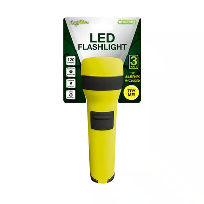 LED Focus Beam Flashlight - 120 Lumens - Powered by 2D Batteries