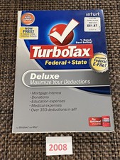 2008 Turbo Tax Deluxe Federal  State Returns plus Federal E-File in Sleeve