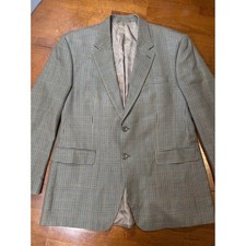 Lauren Ralph Lauren Blazer Mens 42R Tan Houndstooth 100 Silk Sport Coat