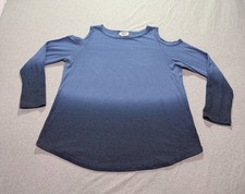 Style Co Thermal Sweatshirt Women's Large Two Tone Minimalist Lounge Blue