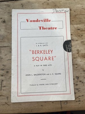 1940 Vaudeville Theatre London Programm ''Berkeley Square''
