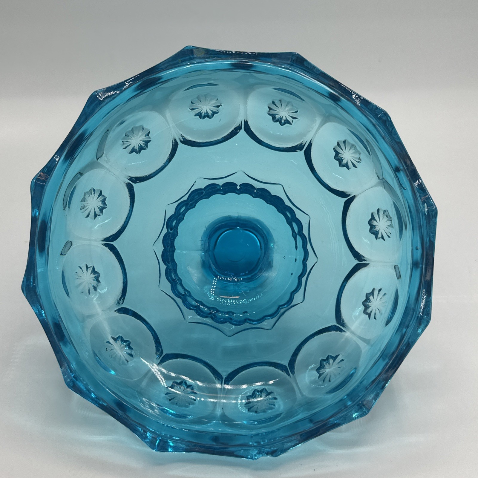 L.E. Smith moon and stars BLUE lid only 6” dia