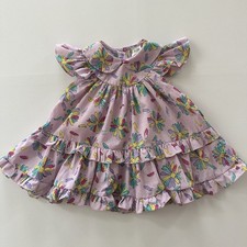 Vintage 2T Toddler Girl Lavender Floral Ruffle Dress