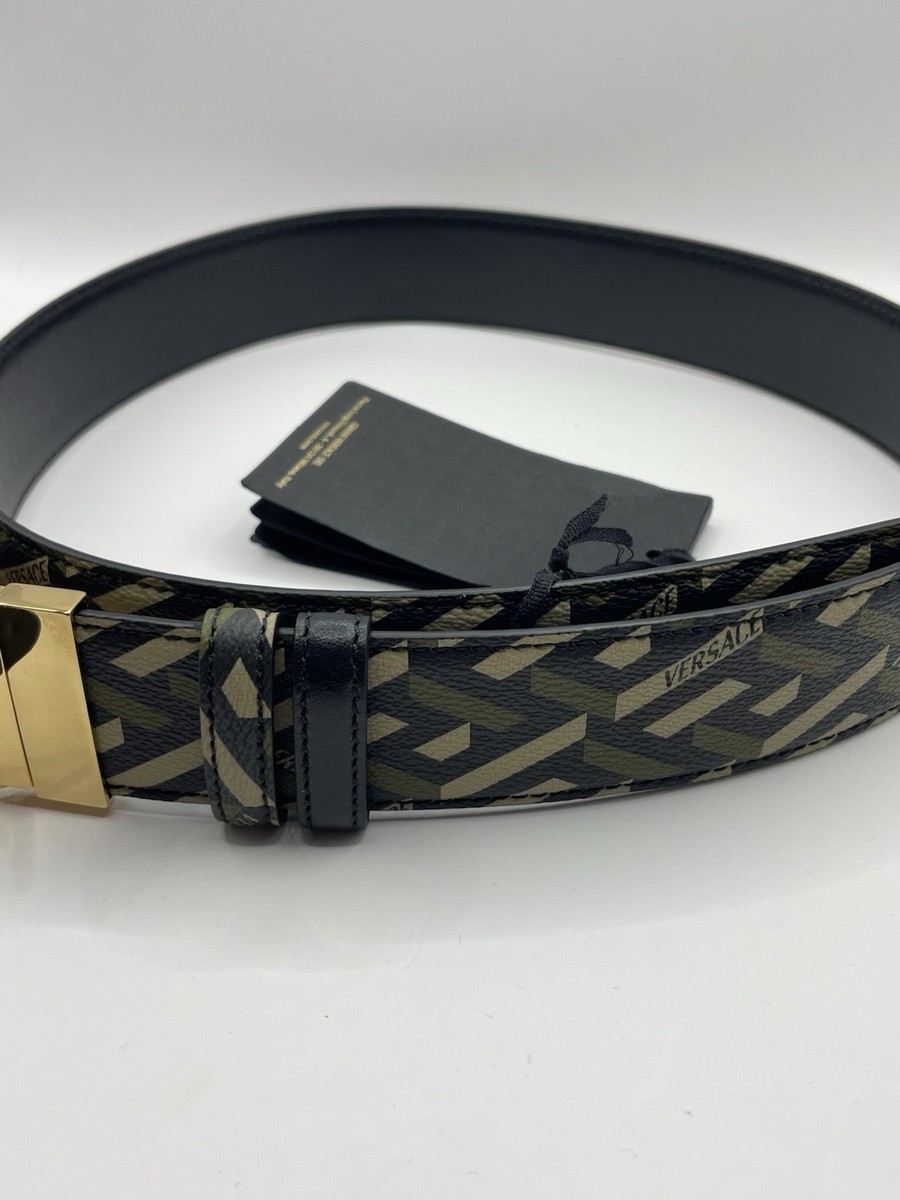 Versace Belt Reversable Black ,Green And Beige/Gold Buckle 85/34