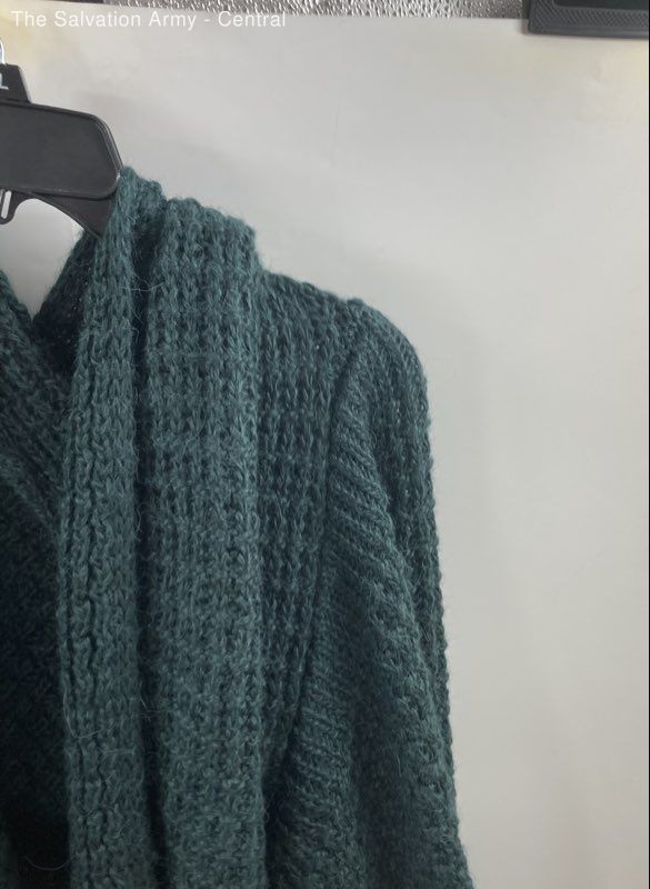 Joan Vass Womens Green V-Neck Knitted Classic Cardigan Sweater Size 1X