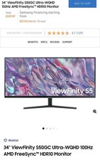 Samsung 34" ViewFinity S50GC Ultra-WQHD 100Hz AMD FreeSync HDR10 Monitor