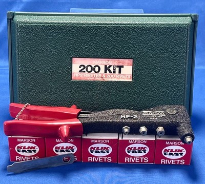 Marson 39001 HP-2 Professional Rivet Gun Kit 200 Rivets Complete Unused