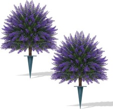 Artificial Lavender Topiary 2pcs 16 UV Resistant Evergreen Faux