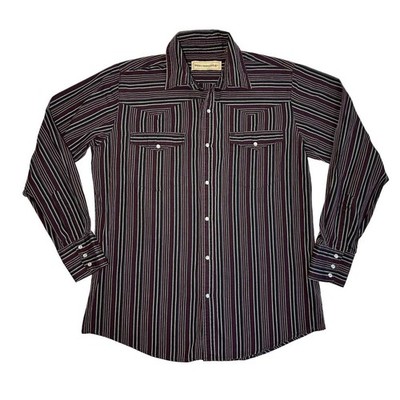 Bit & Bridle Men's Long Sleeve Pearl Snap Button Up Size Large