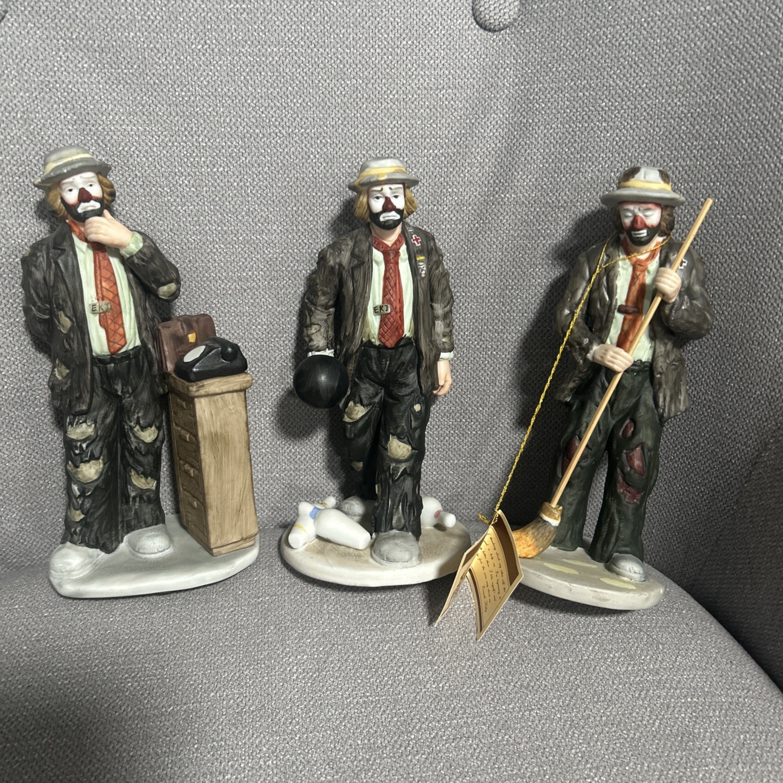 Emmett Kelly Jr. Collection Flambro Figurine 8 1/2 in Set Of Three