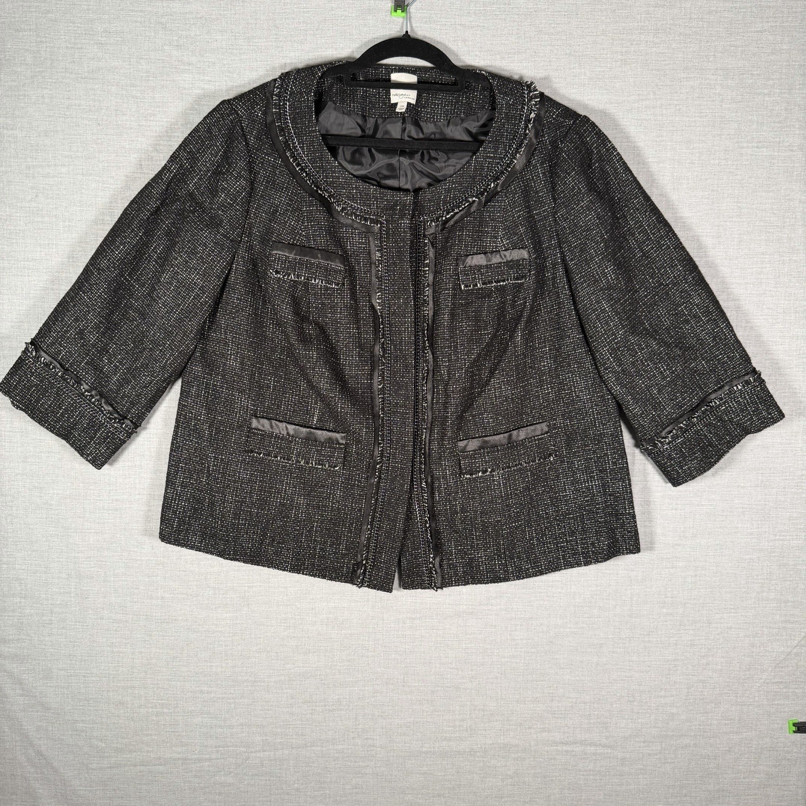 Halogen Tweed Blazer Jacket Button Chain Accents … - image 1