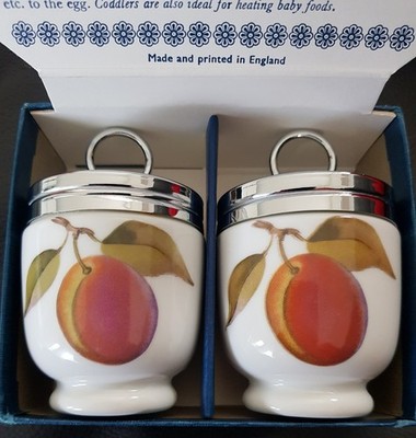 2 Neue Royal Worcester - Egg Coddler Obst Motive Porzellan OVP Eierkocher   