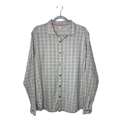 Carbon 2 Cobalt Shirt Mens Large Gray Checked Linen Blend Button Down Casual