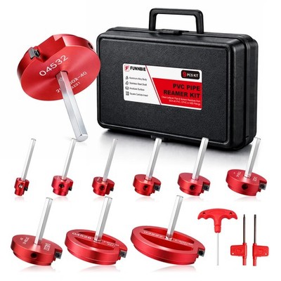 FUNNBIE 9Pcs PVC Pipe Reamer Kit, Durable Aluminum PVC Fitting Saver for Sch....