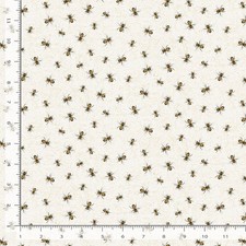 Floral Fabric Bee Kind Flying Bee Toss Cream Timeless Treasures YARD