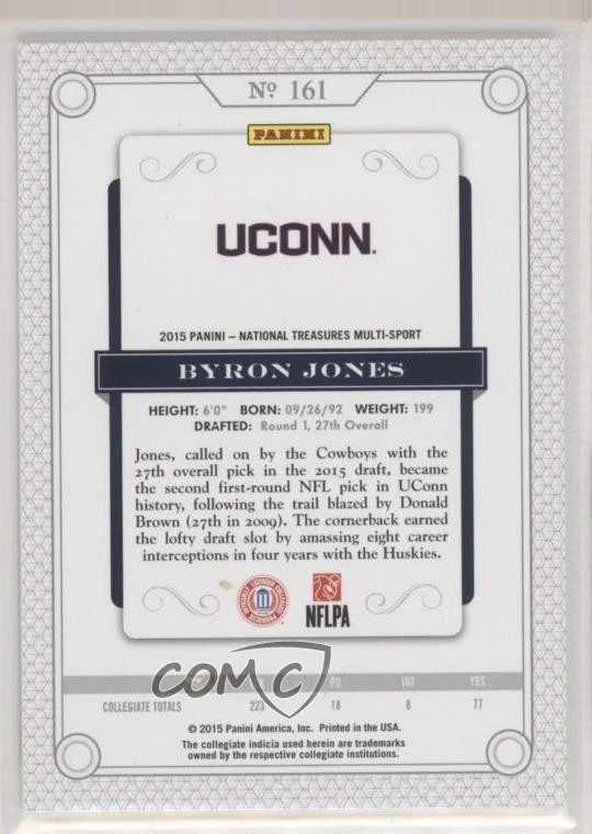 2015 National Treasures College Rookies Century Silver /25 Byron Jones Rookie RC - Image 2 of 2