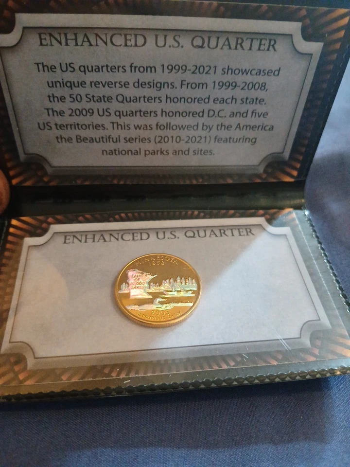 2005 Enhanced Quarter Minnesota In Flip Holder Gold Plated - Image 2 of 3