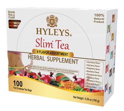 Slim Tea 9 Flavor Assortment 100 Ct - Weight Loss Herbal Supplement Cleanse and