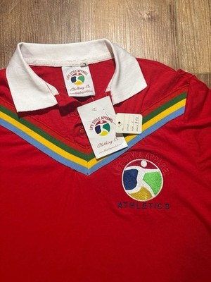 Life Style Apparel Athletics Red V-Stripe Polo Shirt Size L