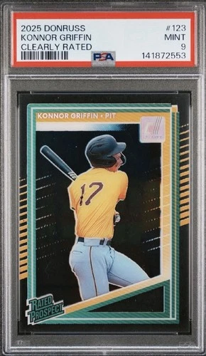2025 Panini Donruss Clearly Acetate Konnor Griffin Rated Prospect #123 RC PSA 9