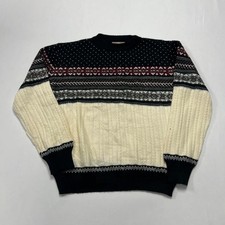 Vintage Knitted Jumper Abstract Patterned Grandad Knit Sweater, 100 Acrylic