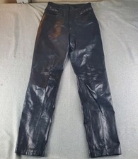Vintage Verducci Womens Leather Pants Size 10 Black Lined High Rise 26X30
