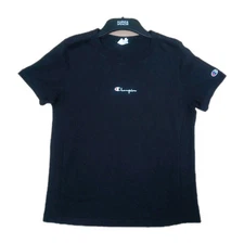 Champion Black Crew Neck T Shirt 100% Cotton S - M Skinny