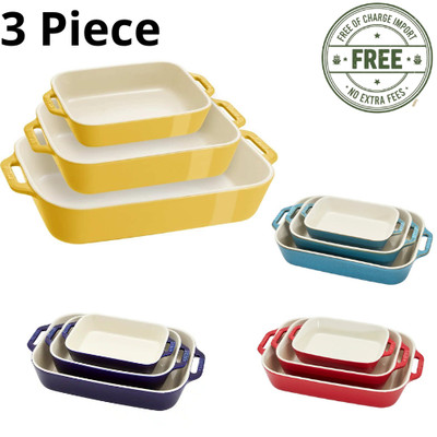 Hello Winter! STAUB Ceramic 3 Piece Rectangular Baking Dish Set - Many Color