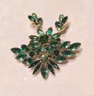 Vintage Layered Green Flower brooch & earrings Set — photo 2