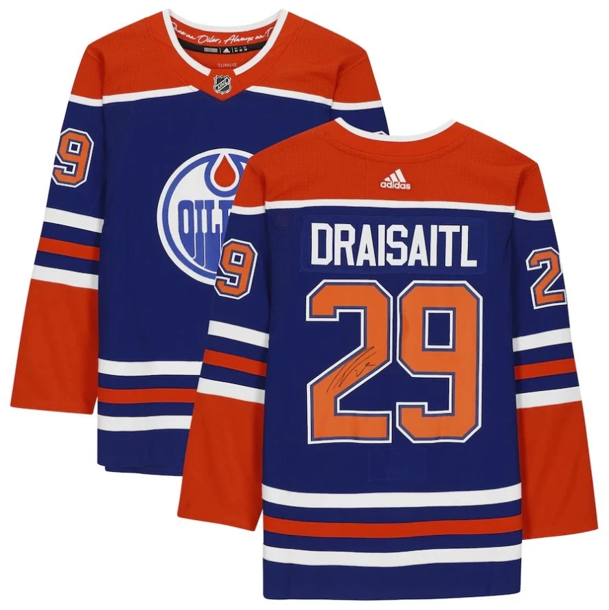Хоккейная футболка с автографом Леона Драйзайтля из Edmonton Oilers Orange Fanatics