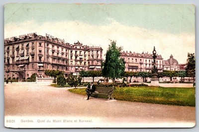 Geneva Switzerland Quai du Mont Blanc Grand Hotel Beau Rivage Postcard C490