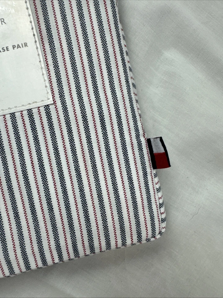 TOMMY HILFIGER Queen 100% Algodón Percal Funda de Almohada Par Rayas Nuevo con Etiquetas Foto 3 de 4