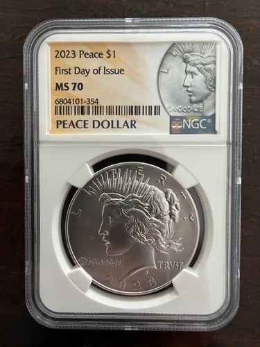 (2) 1 oz silver coin.999 2023 peace dollars MS70