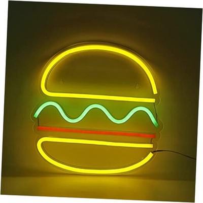 LED Neon Light,  Neon Sign USB Powered Wall Art Light, Neon Night Hamburger
