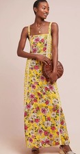 Anthropologie FARM Rio Floral Yellow Cantonal Maxi Dress Size Sm C17