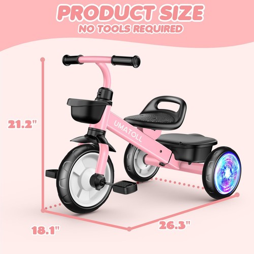 Tricycle for Toddlers 2-5 Year Old, Ajustable Toddler Bike Outdoor Toys, Birt... - Picture 6 of 9