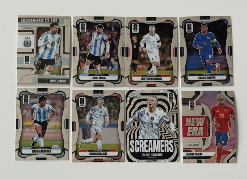 (8) 2026 World Cup Prizm Lot Messi Ronaldo Mbappe Haaland Lamine Yamal Maradona