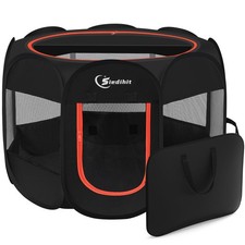 Siedihit Black Dog Cat Playpen, Puppy Pet Playpen Indoor for Small,