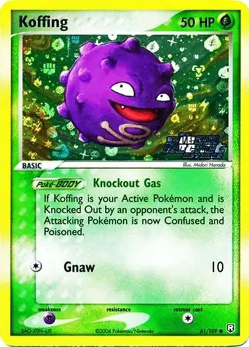 Koffing - 61/109 - Pokemon Ex Team Rocket Returns Reverse Holo Rare NM