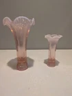 Vintage Fenton Pink Opalescent PEACHES & CREAM 9.25" and 6" Sheffield Vases. EUC