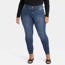 Ava  Viv Women's Mid Rise Skinny Jeans Dark Wash Size 24