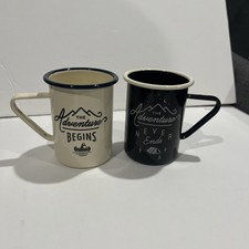 Camping Enamel Mugs Set Of 2