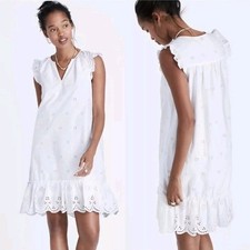 Madewell women XS white eyelet garden summer dress lined costal cowgirl boho
