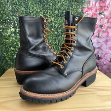 Chippewa 9725 Men’s 11D Black Leather Logger Boots Vibram USA Made