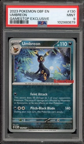 Pokemon Umbreon GameStop Exclusive Obsidian Flames Reverse Holo #130 PSA 9 Mint