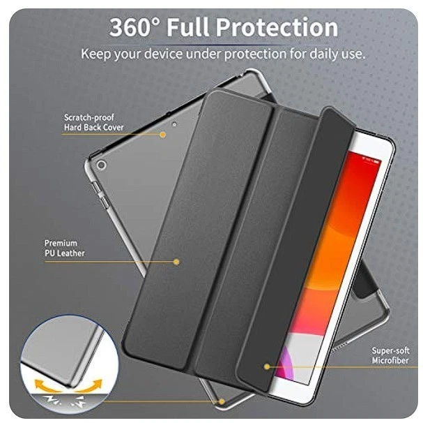 EasyAcc Black Leather Case for iPad 7/8th Generation 2019/2020 10.2 inch - Black - Image 2 of 4