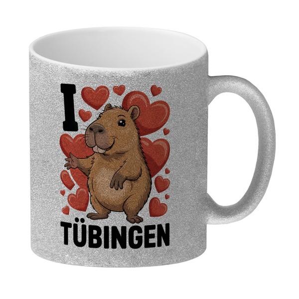 I Love TüBingen Capybara Glitzer-Kaffeebecher-image