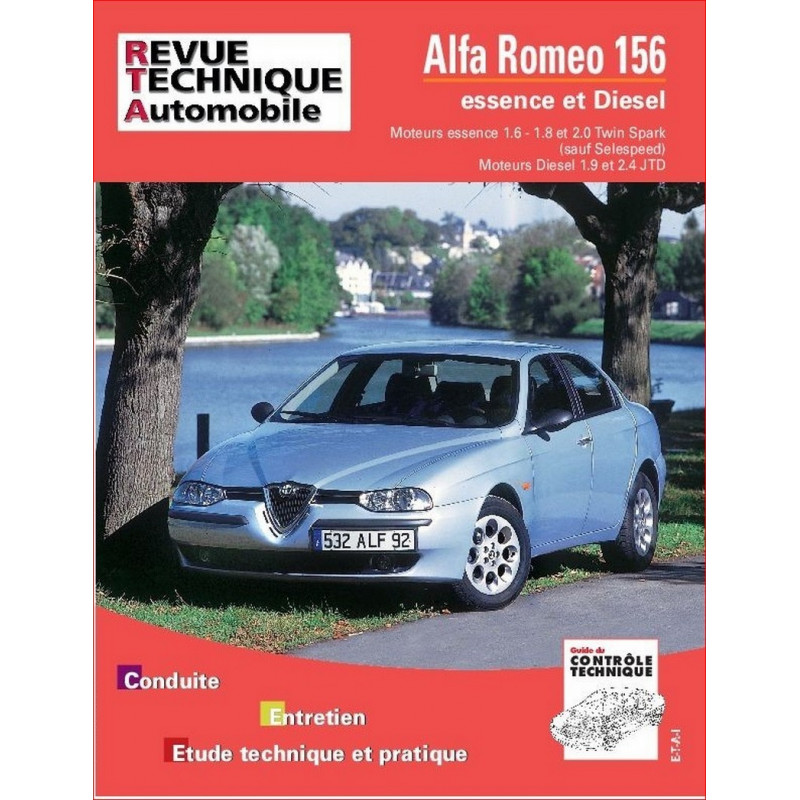 Revue technique Alfa Romeo 156 pour modèles 1997 à 2001 - Manuel d'atelier RTA 627 papier