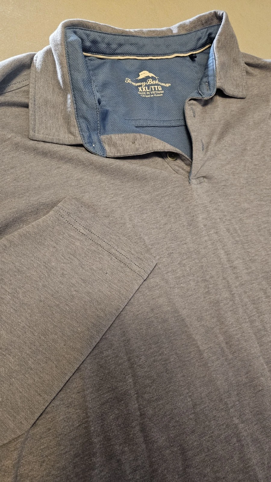 Tommy Bahama New With Tags Men’s Long Sleeve Polo Blue Heather Shirt XXL 2XL - product detail image 1
