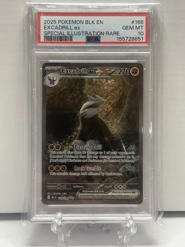 Excadrill ex PSA 10 English Pokemon Card 168/086 SIR 2025 Black Bolt Alt Art